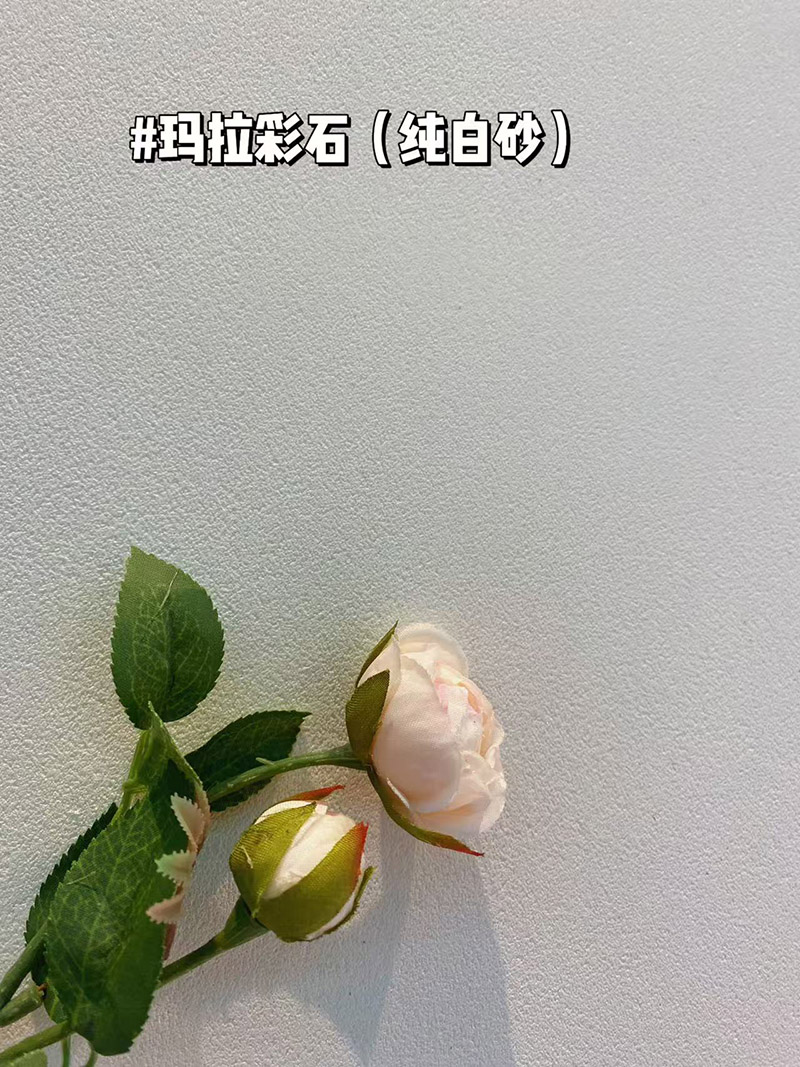 玛拉彩石（纯白砂）上墙效果